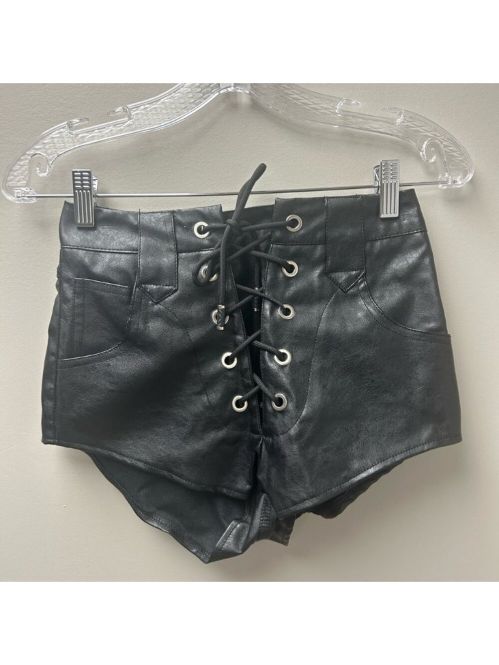 Lioness Black Skyler Grey Lace‎ Up Shorts